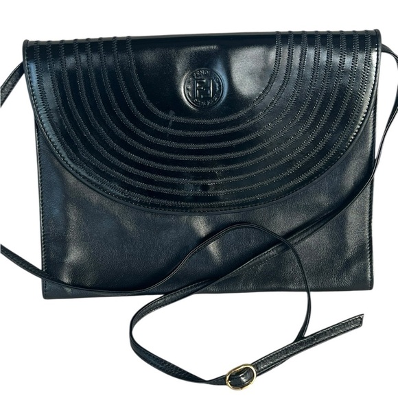 Fendi Handbags - Fendi  Lambskin Black Crossbody Bag